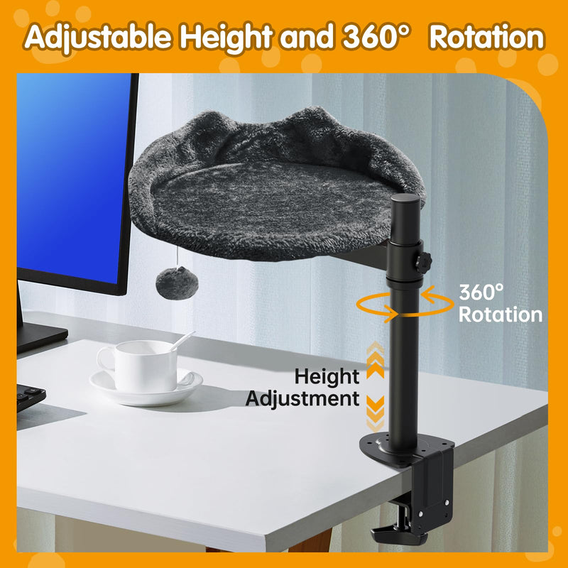Sgreatiny Cat Desk Bed – Adjustable Faux Fur Elevated Shelf (Up to 40lbs) - Mingle & Moa