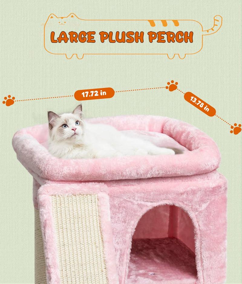 SYANDLVY Pink Cat Tree with Perch - Mingle & Moa