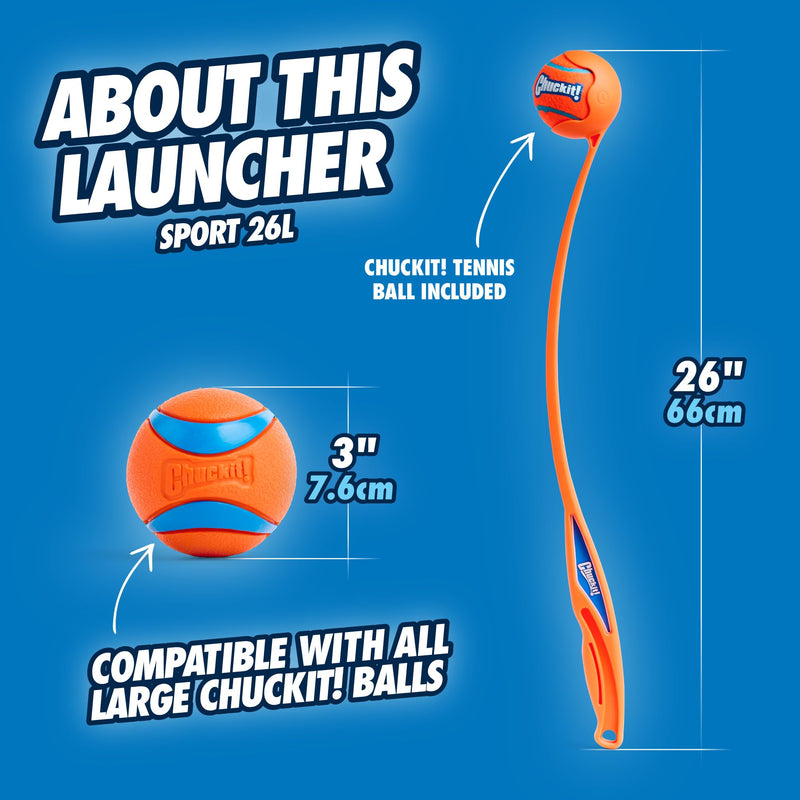 Chuckit! Sport 26L Dog Ball Launcher – Large Ball, 26" Thrower for 60–100 lb Dogs - Mingle & Moa