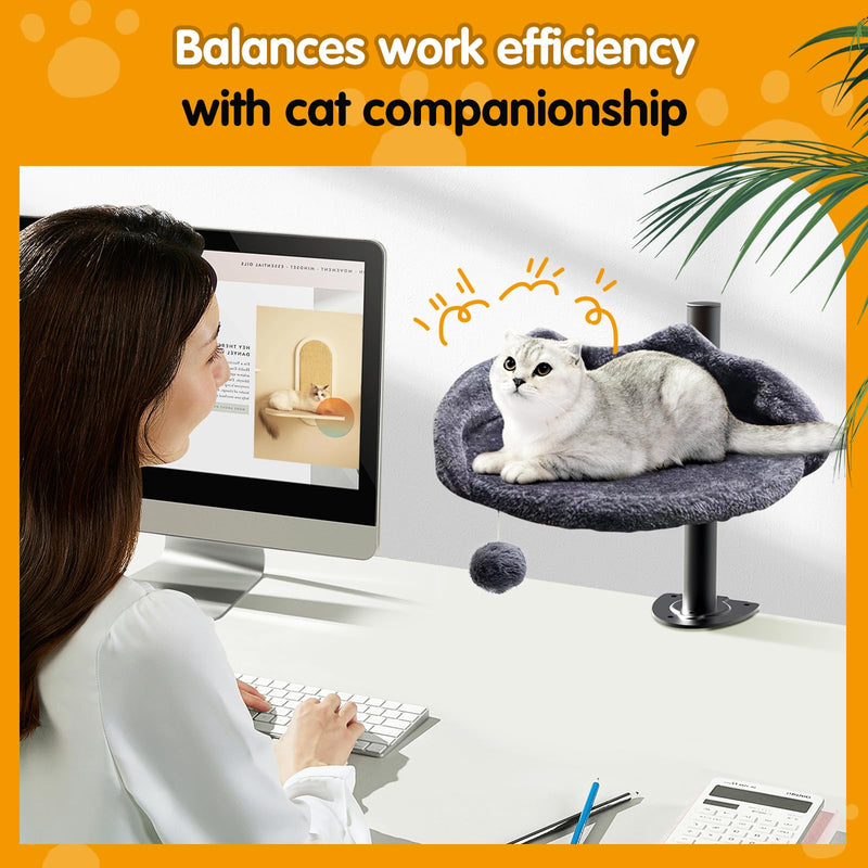 Sgreatiny Cat Desk Bed – Adjustable Faux Fur Elevated Shelf (Up to 40lbs) - Mingle & Moa