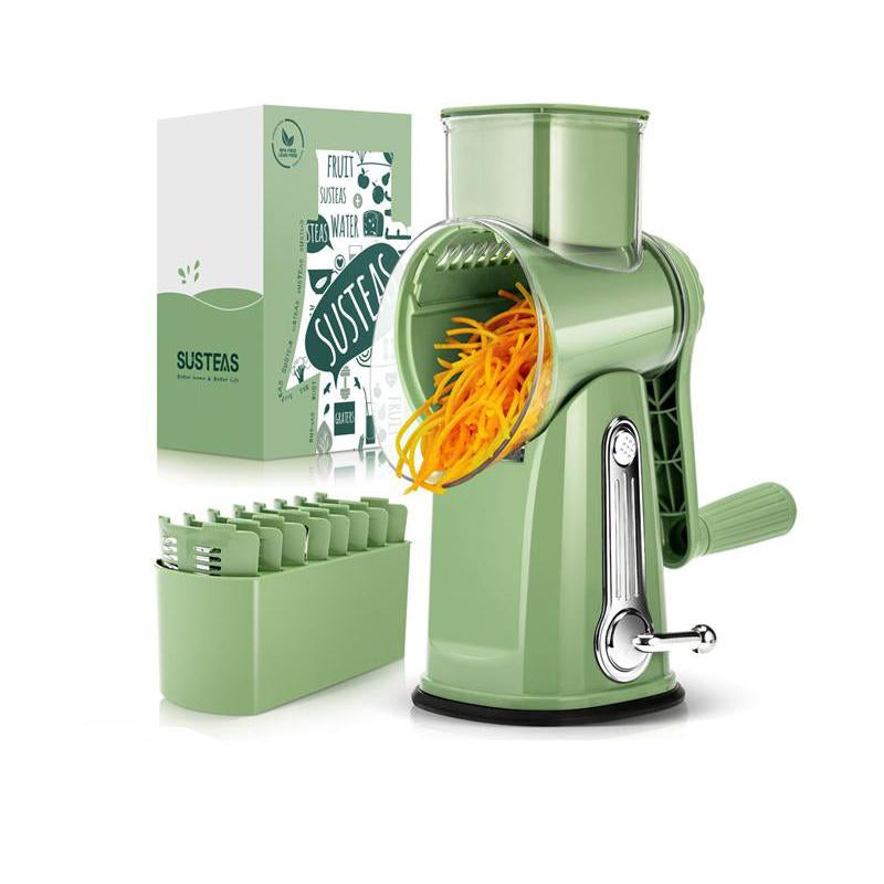 SUSTEAS Rotary Cheese Grater with Handle, 5 Well-Designed Blades, Strong Suction Cup Base, Kitchen Utensils Vegetable Slicer Dicer Fruit Vegetable Slicer Gadgets Kitchen