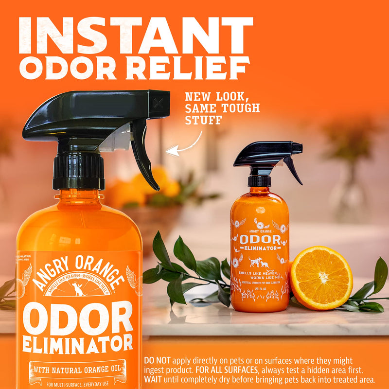 ANGRY ORANGE Pet Odor Eliminator, 24oz Citrus Cleaner with Natural Orange Oil for Pet Urine and Carpet Stains - Mingle & Moa