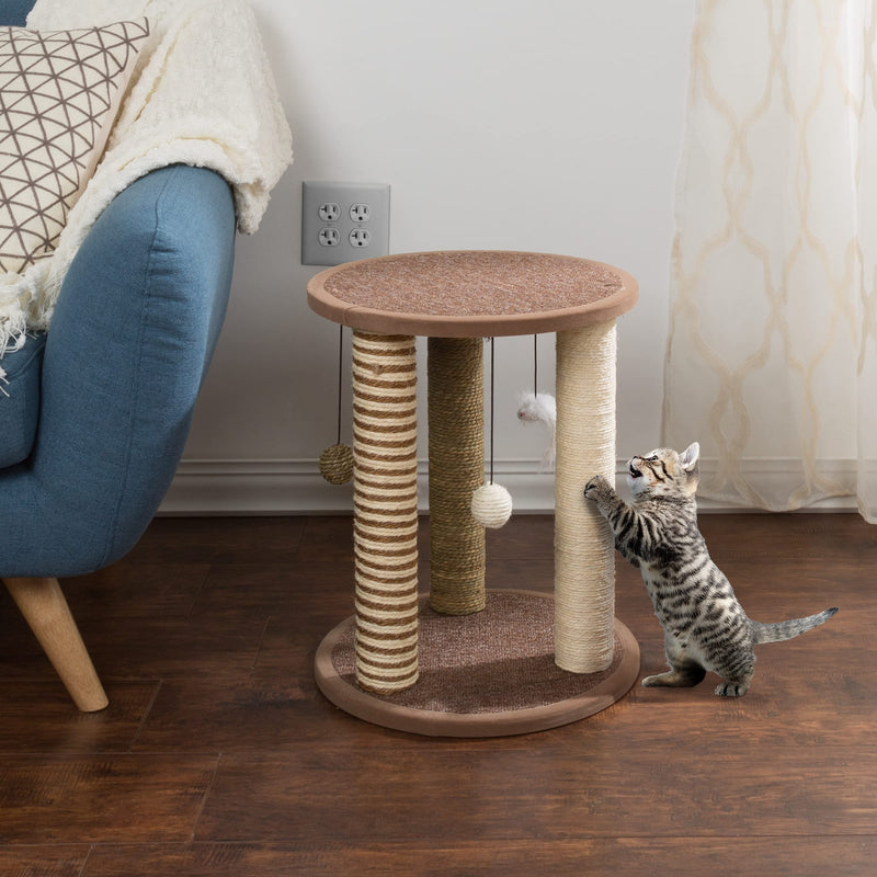 PETMAKER Large Brown Cat Scratcher with 3 Posts & Perch - Mingle & Moa
