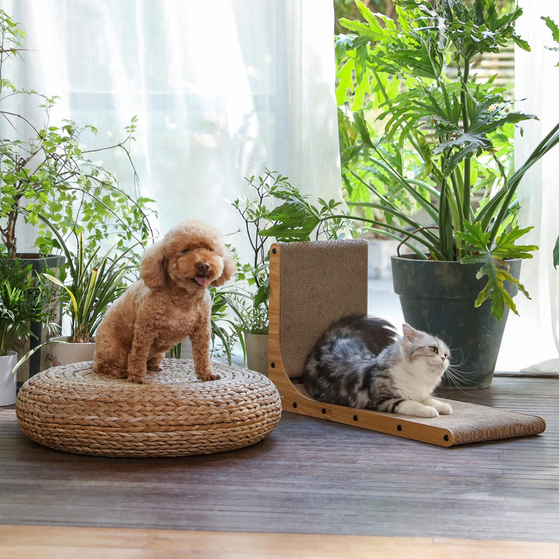 FUKUMARU Cat Scratcher – Large L-Shape Wall Mount with Ball Toy, 26.8" Cardboard Pad - Mingle & Moa