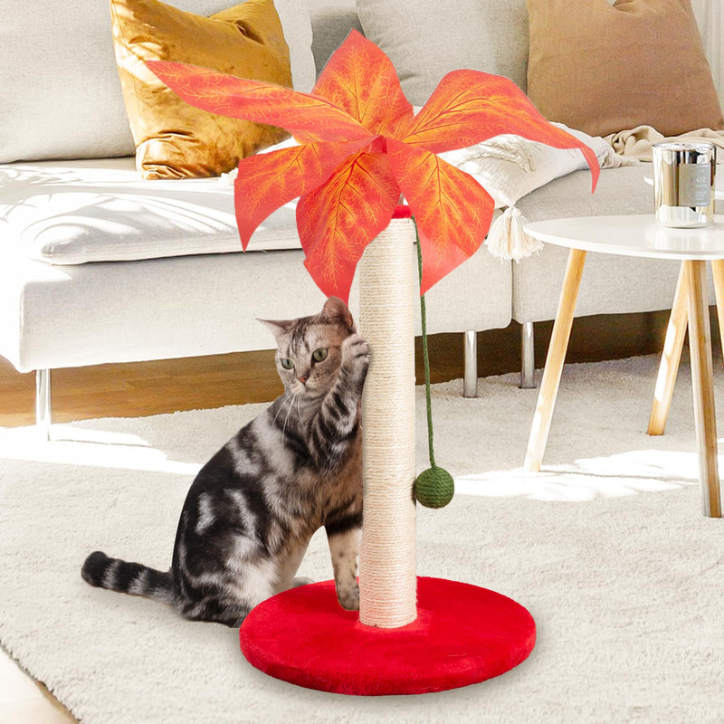 Meowoou 23.6" Red Palm Cat Scratcher with Sisal Rope & Toy Ball - Mingle & Moa