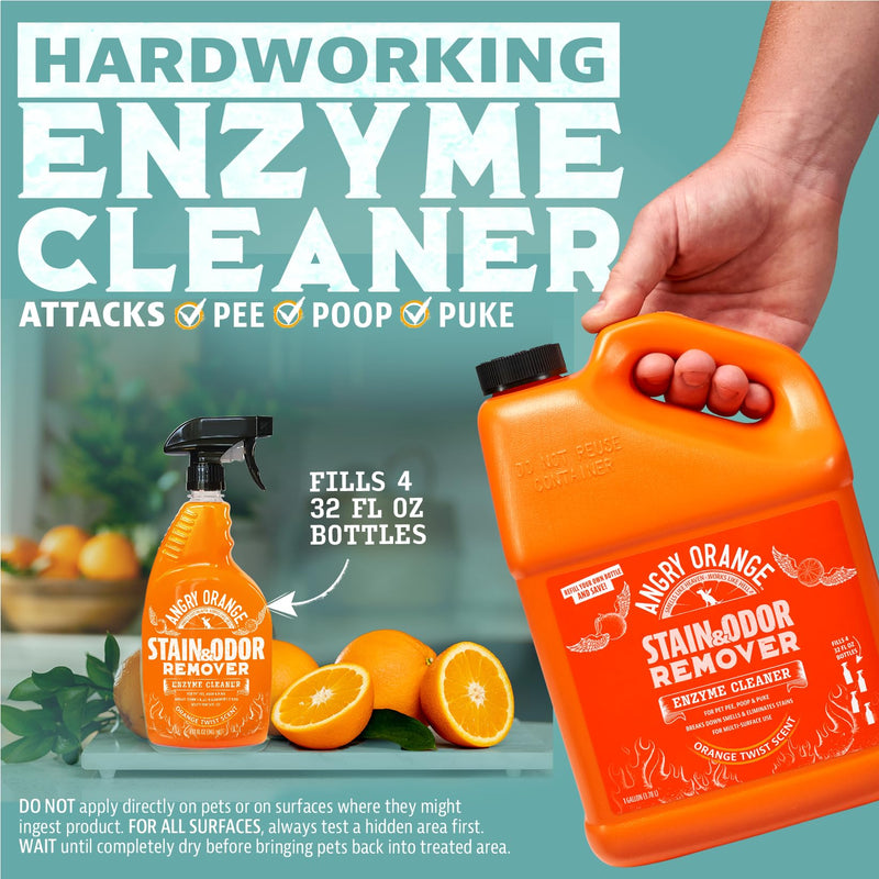 ANGRY ORANGE 1 Gallon Enzyme Cleaner, Citrus Pet Stain & Odor Remover for Dog and Cat Urine, Made in USA. - Mingle & Moa