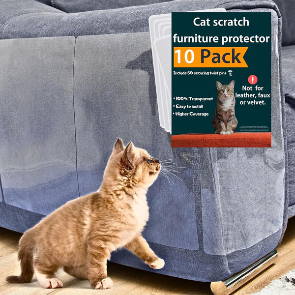 FixZilla Cat Scratch Protector – 10-Pack, Heavy-Duty Sofa & Wall Guard with 50 Pins - Mingle & Moa