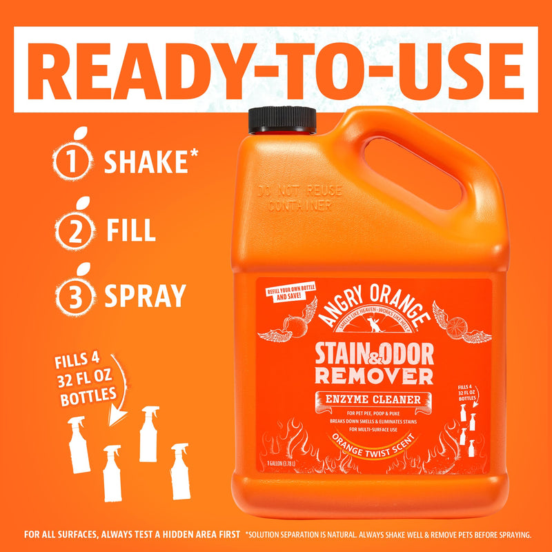 ANGRY ORANGE 1 Gallon Enzyme Cleaner, Citrus Pet Stain & Odor Remover for Dog and Cat Urine, Made in USA. - Mingle & Moa