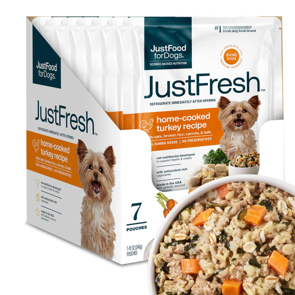 JustFoodForDogs JustFresh Home-Cooked Turkey Dog Food, 12 oz - 7 Pack - Mingle & Moa