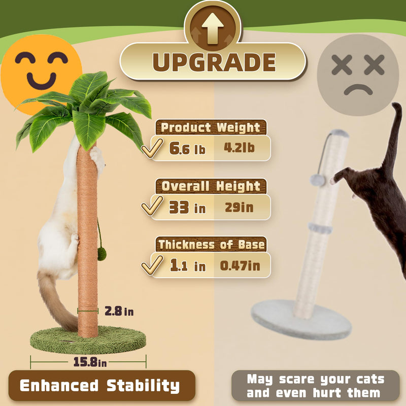 Meowoou 33-inch Green Palm Decor Cat Scratching Post - Mingle & Moa