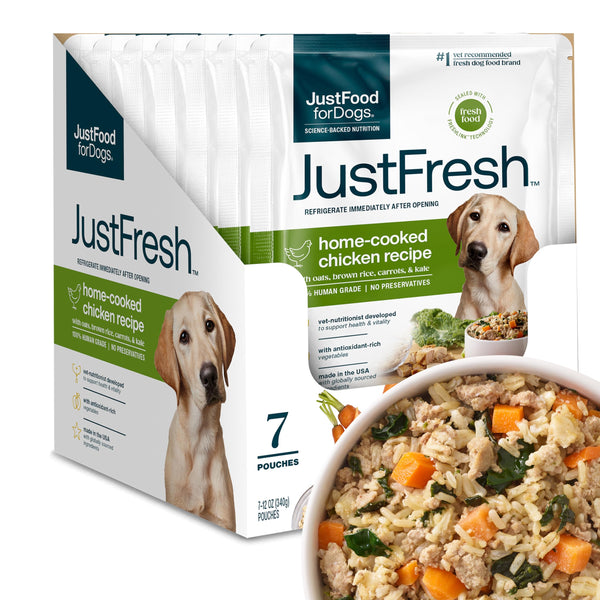ustFoodForDogs JustFresh Home-Cooked Chicken Dog Food, 12 oz - 7 Pack - Mingle & Moa