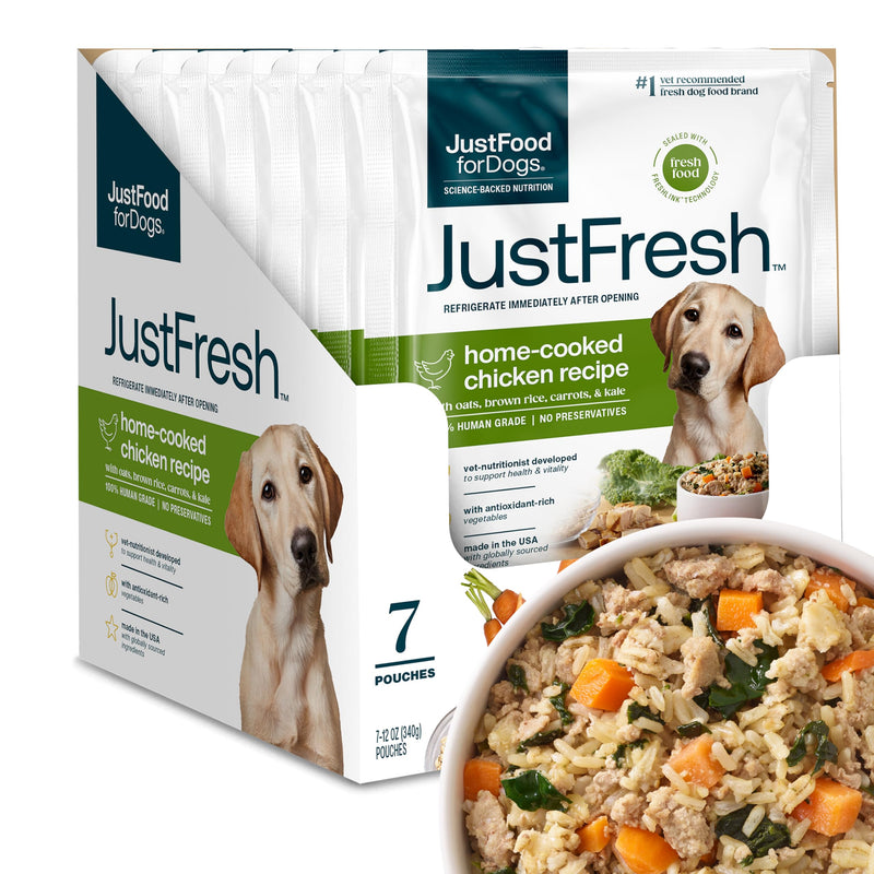 ustFoodForDogs JustFresh Home-Cooked Chicken Dog Food, 12 oz - 7 Pack - Mingle & Moa