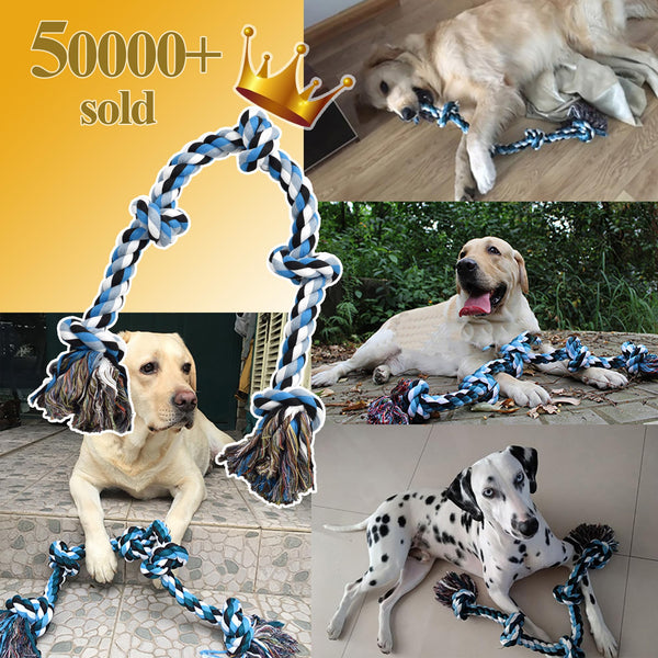 LECHONG Indestructible Rope Toy – For Medium & Large Aggressive Chewers, 5-Knot Tug Toy (3 ft) - Mingle & Moa