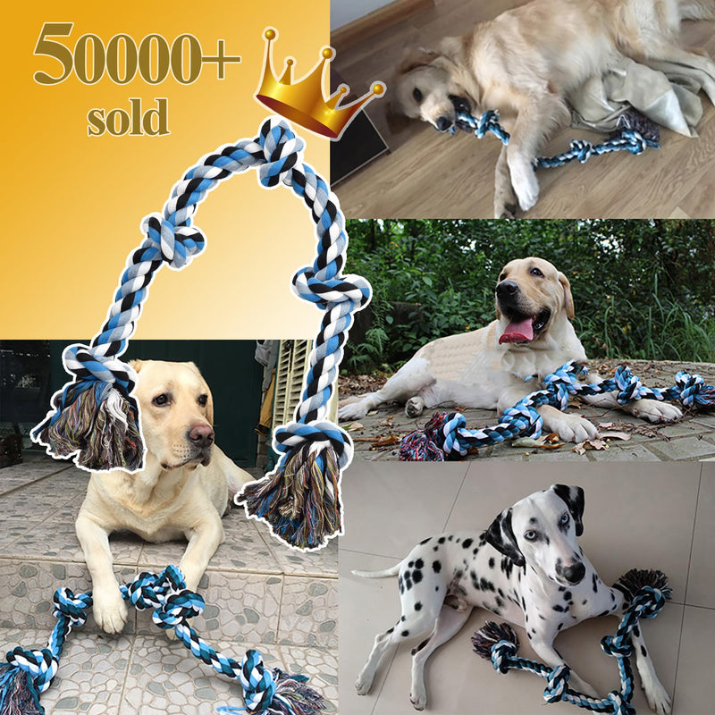 LECHONG Indestructible Rope Toy – For Medium & Large Aggressive Chewers, 5-Knot Tug Toy (3 ft) - Mingle & Moa