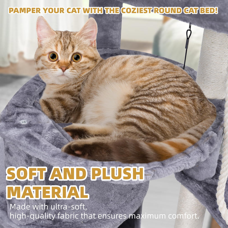 Xin Three Layer Cat Tree with Cat Condo and Two Hammocks,Grey - Mingle & Moa