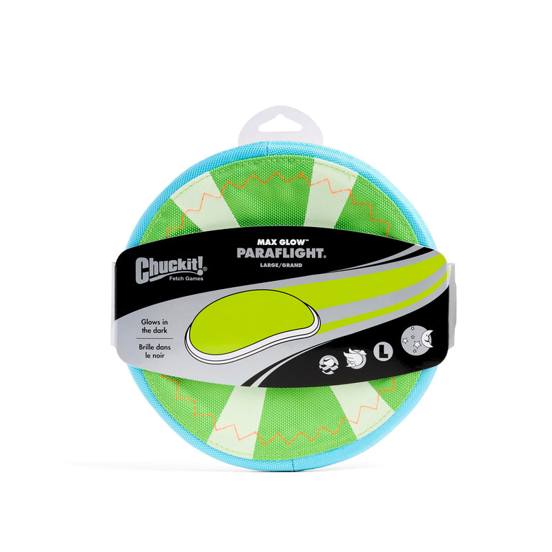 Chuckit! Max Glow Paraflight – Glow-in-the-Dark Floating Disc for Medium & Large Dogs (Large, 9.75") - Mingle & Moa