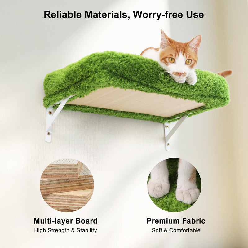 FUKUMARU 4-in-1 Cat Wall Set – Green (Bridge, Bed, Scratcher for 16" Drywall) - Mingle & Moa