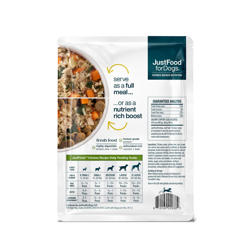ustFoodForDogs JustFresh Home-Cooked Chicken Dog Food, 12 oz - 7 Pack - Mingle & Moa