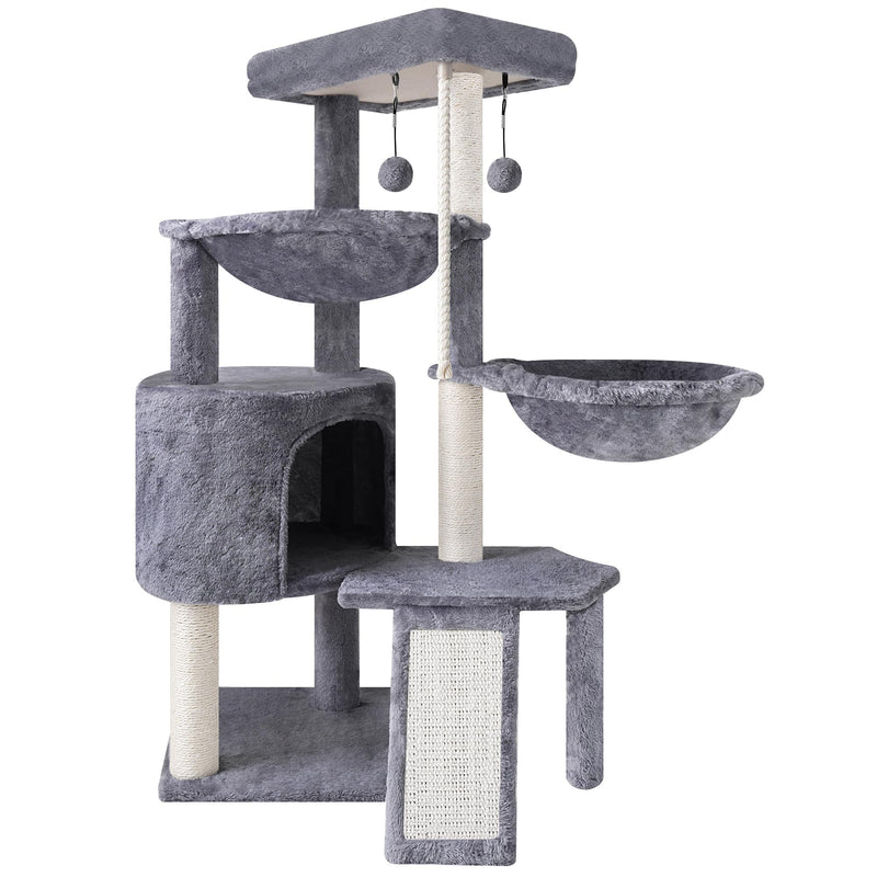 Xin Three Layer Cat Tree with Cat Condo and Two Hammocks,Grey - Mingle & Moa