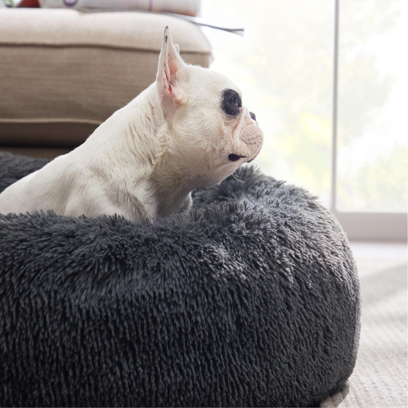 Bedsure Calming Donut Pet Bed - 30-inch Dark Grey - Mingle & Moa