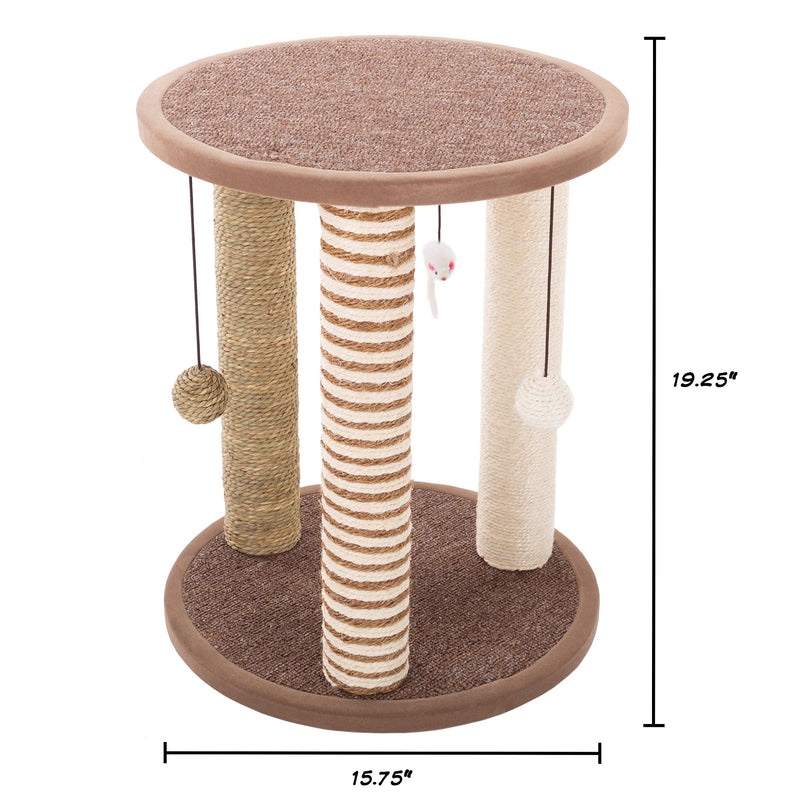PETMAKER Large Brown Cat Scratcher with 3 Posts & Perch - Mingle & Moa