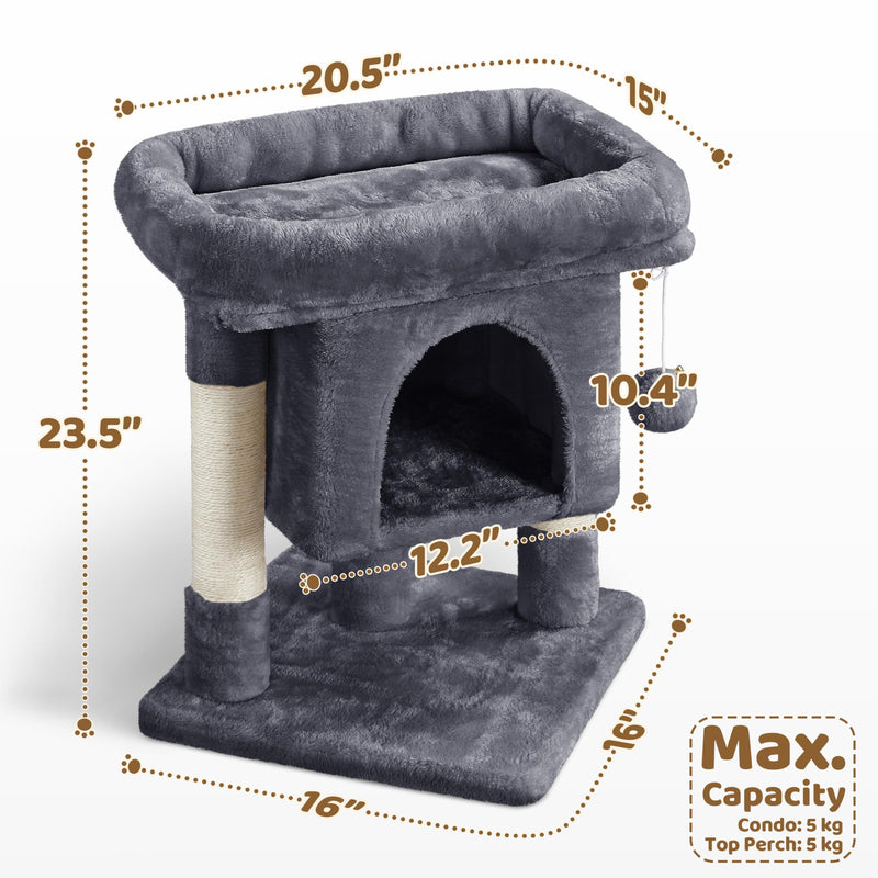 Yaheetech 23.5in Cat Tree Tower - Dark Gray - Mingle & Moa