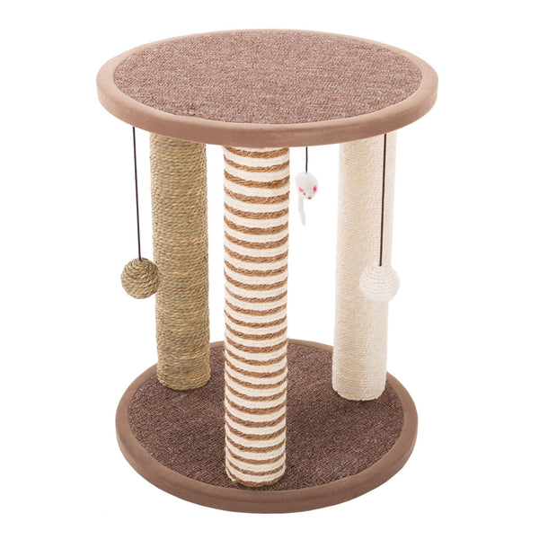 PETMAKER Large Brown Cat Scratcher with 3 Posts & Perch - Mingle & Moa