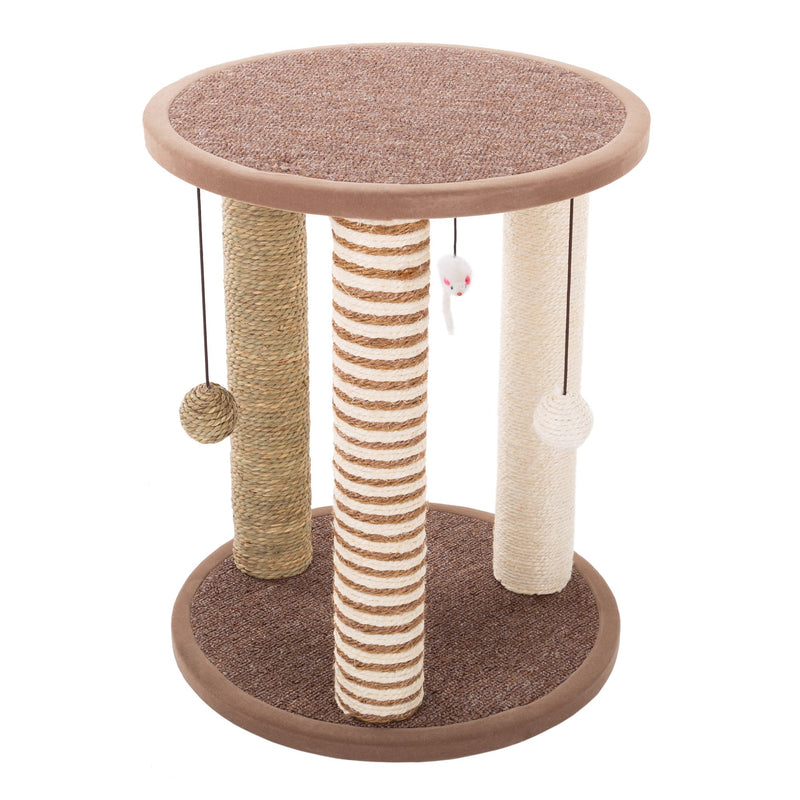 PETMAKER Large Brown Cat Scratcher with 3 Posts & Perch - Mingle & Moa
