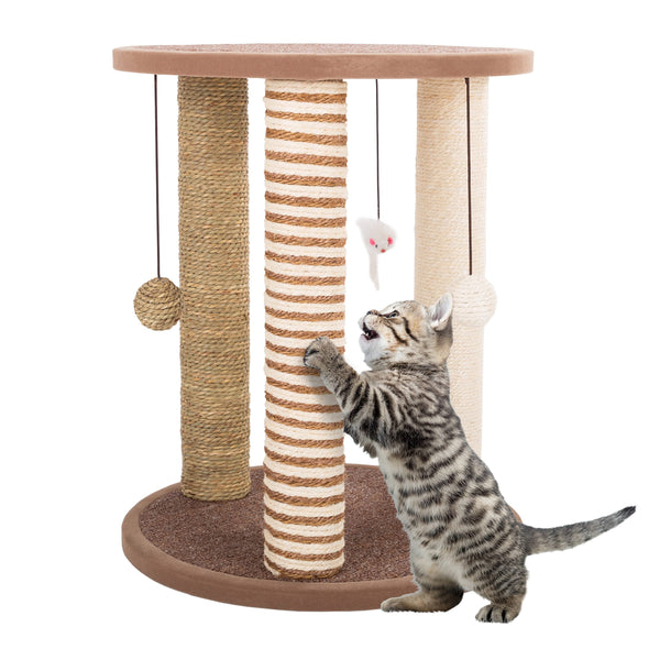 PETMAKER Large Brown Cat Scratcher with 3 Posts & Perch - Mingle & Moa