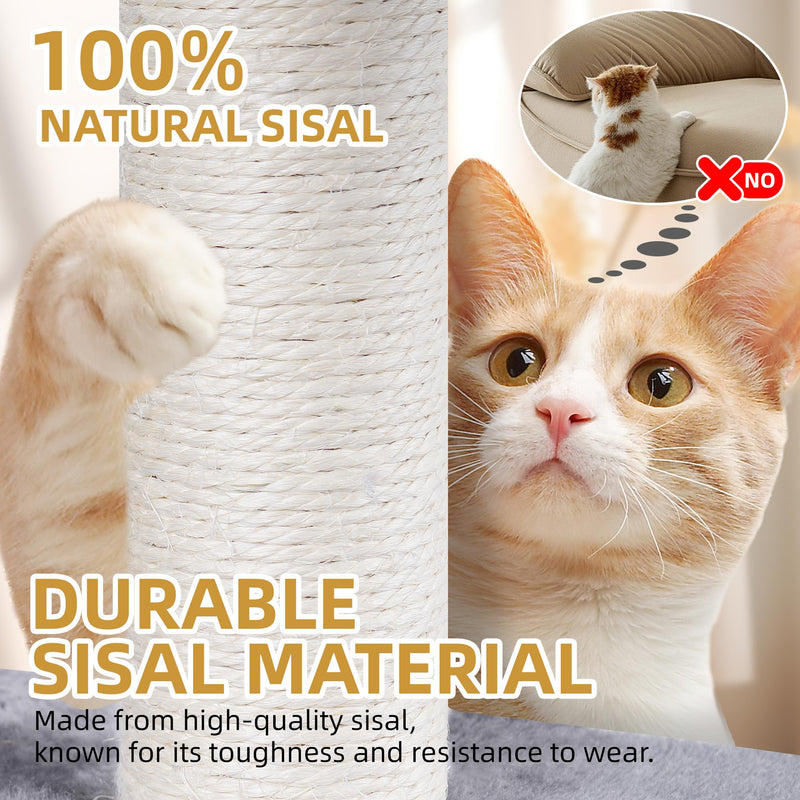 Xin Three Layer Cat Tree with Cat Condo and Two Hammocks,Grey - Mingle & Moa