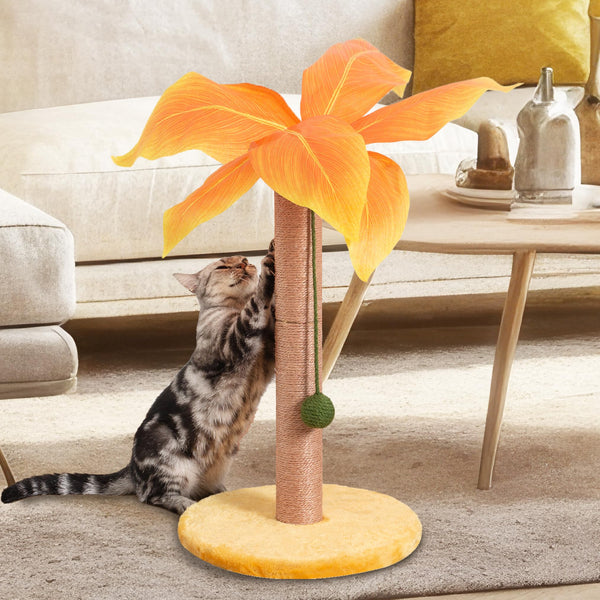 Meowoou 23.6" Yellow Palm Cat Scratcher with Sisal & Hanging Ball - Mingle & Moa