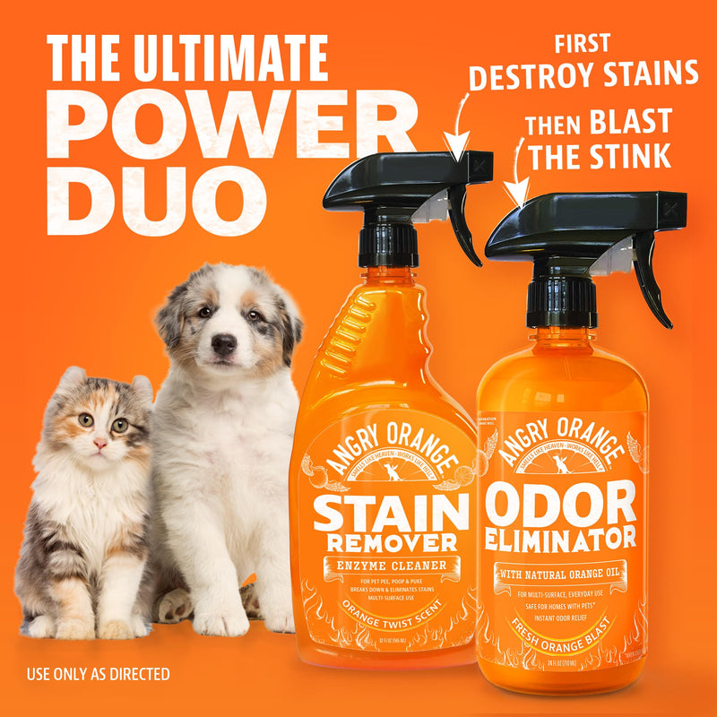 ANGRY ORANGE Pet Odor Eliminator, 24oz Citrus Cleaner with Natural Orange Oil for Pet Urine and Carpet Stains - Mingle & Moa
