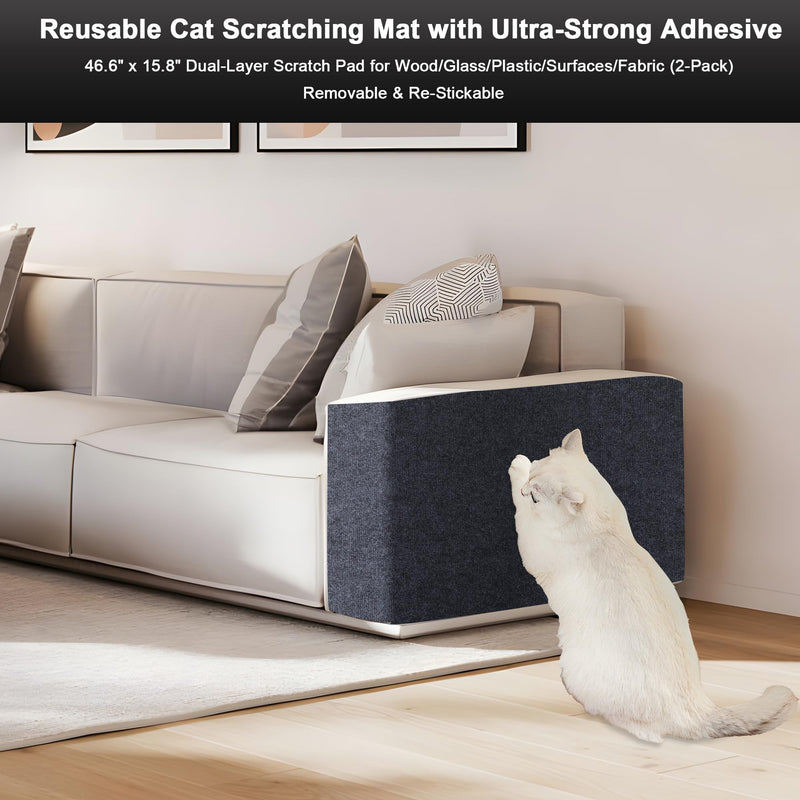 Ahomdoo Cat Scratch Pad – 2-Pack Self-Adhesive Furniture & Carpet Protector, Grey - Mingle & Moa