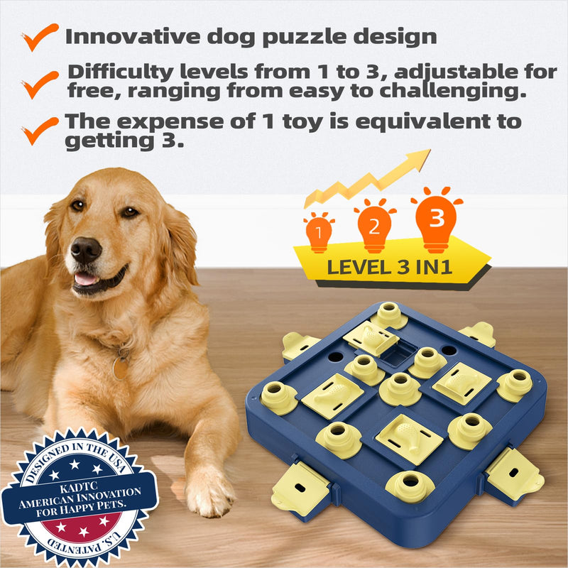 KADTC 3-in-1 Level 3 Dog Chess Puzzle Toy for Brain Stimulation and Interactive Treat Play. - Mingle & Moa