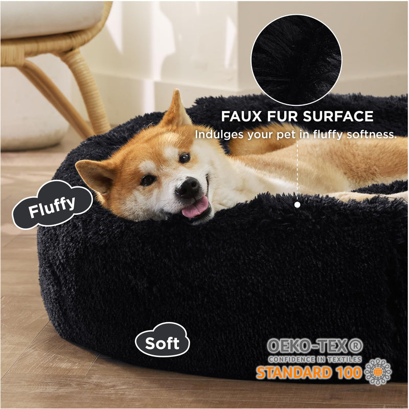 Bedsure Calming Donut Pet Bed - 30-inch Black - Mingle & Moa