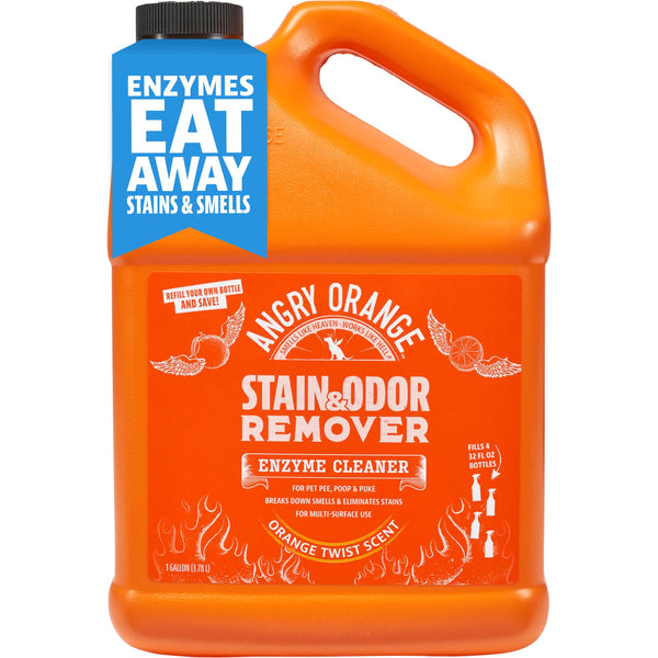 ANGRY ORANGE 1 Gallon Enzyme Cleaner, Citrus Pet Stain & Odor Remover for Dog and Cat Urine, Made in USA. - Mingle & Moa