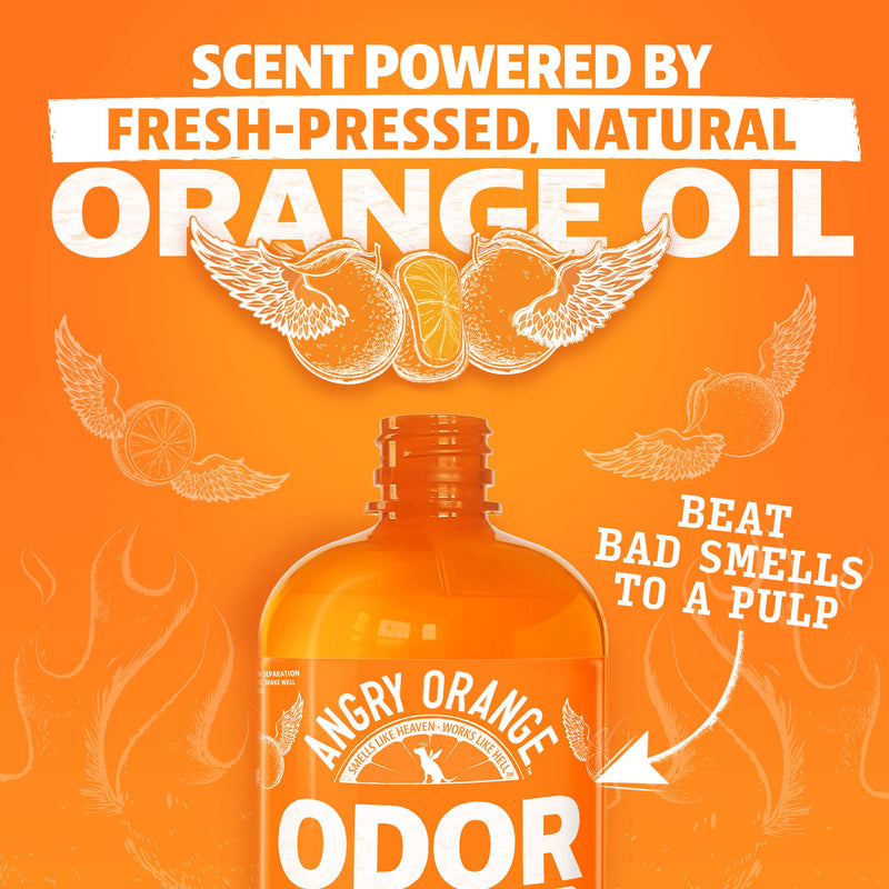 Angry Orange 8oz Citrus Concentrate Pet Odor Eliminator for Home, Removes Dog and Cat Pee Smell on Carpet, Grass, Tile, and Furniture – Makes 128oz. - Mingle & Moa