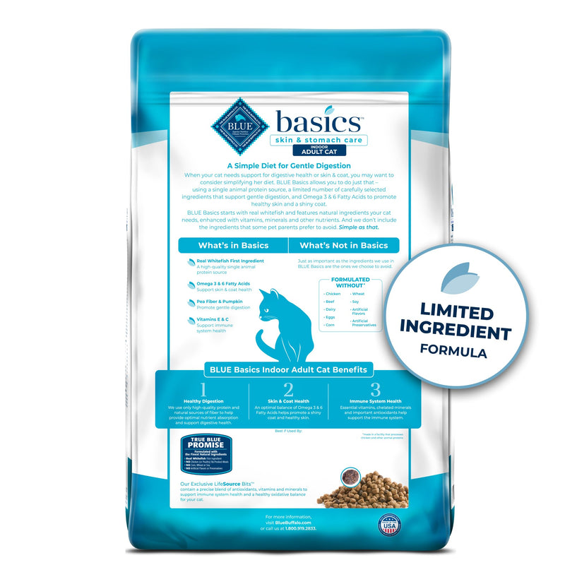 Blue Buffalo Basics Grain-Free Dry Cat Food, Indoor, Fish & Potato, 11 lb - Mingle & Moa