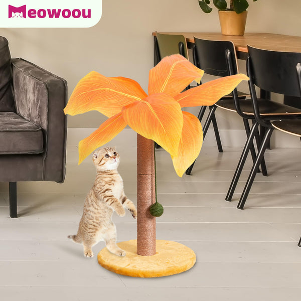 Meowoou 23.6" Yellow Palm Cat Scratcher with Sisal & Hanging Ball - Mingle & Moa