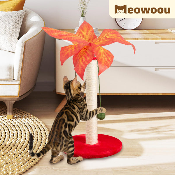 Meowoou 23.6" Red Palm Cat Scratcher with Sisal Rope & Toy Ball - Mingle & Moa