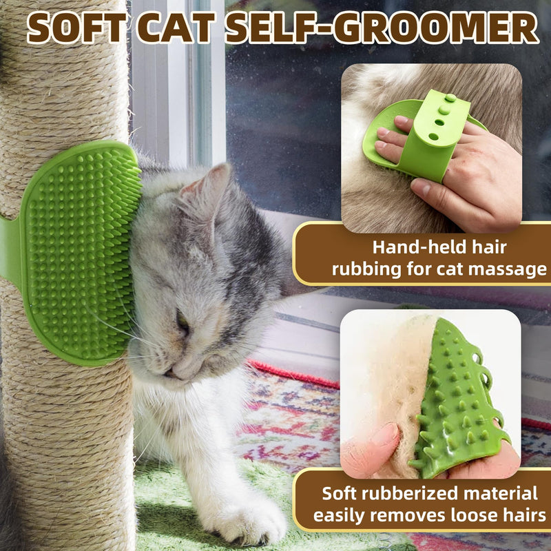 Fantasreen 33" Tall Cat Scratcher with Toy & Groomer - Mingle & Moa
