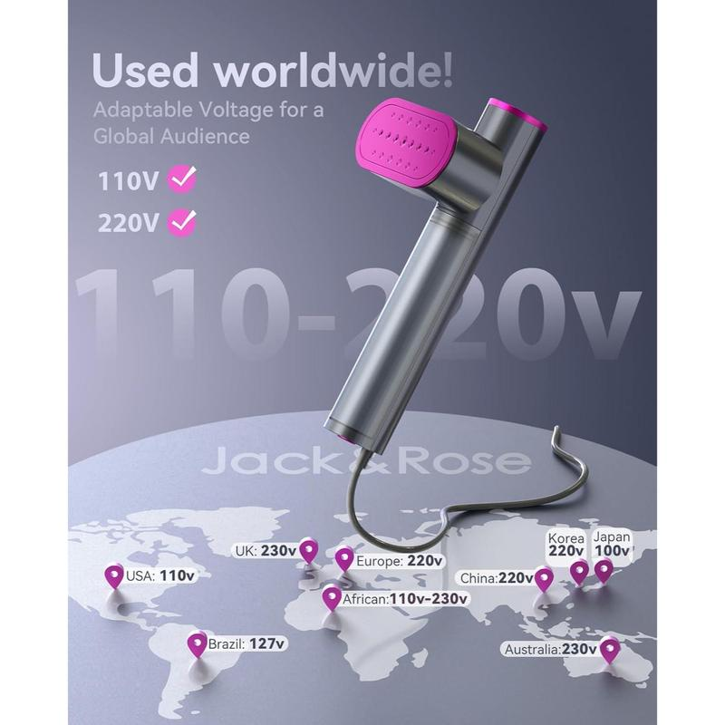Jack ＆ Rose Garment Steamer for Clothes,Hanrdheld Steamer & Iron 2 in 1,15S Fast Heat Up,Large Panel,100-240V Wide Voltage,Suitable for Global Travel Clothes Iron,Christmas Gifts