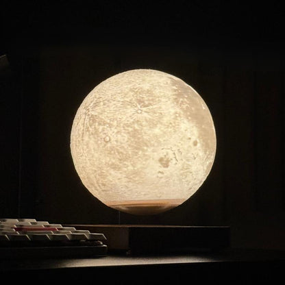 MAGECMOON Magnetic Levitation Lamp Ornament Floating Moon Lamp Night Light Dimmable 3D Printed Levitating LED Bedside Table Lamp Office Bedroom Living Room Home Christmas Decoration Unique Christmas Gifts Cool Gadgets