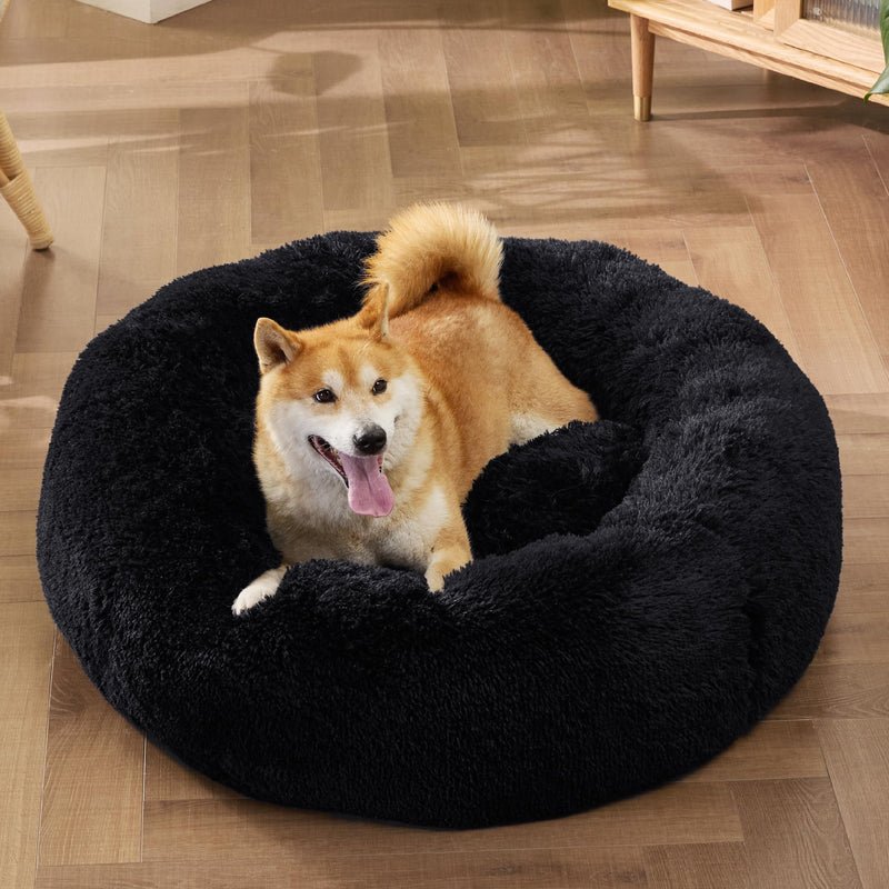 Bedsure Calming Donut Pet Bed - 30-inch Black - Mingle & Moa