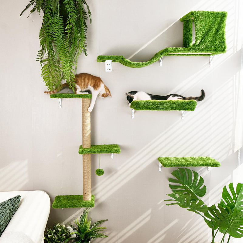 FUKUMARU 4-in-1 Cat Wall Set – Green (Bridge, Bed, Scratcher for 16" Drywall) - Mingle & Moa