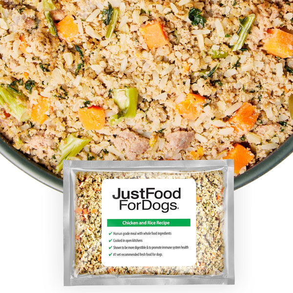 JustFoodForDogs Frozen Fresh Dog Food, Chicken & Rice Recipe, 18 oz (Pack of 7) - Mingle & Moa