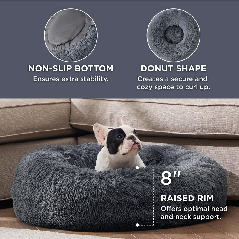 Bedsure Calming Donut Pet Bed - 30-inch Dark Grey - Mingle & Moa