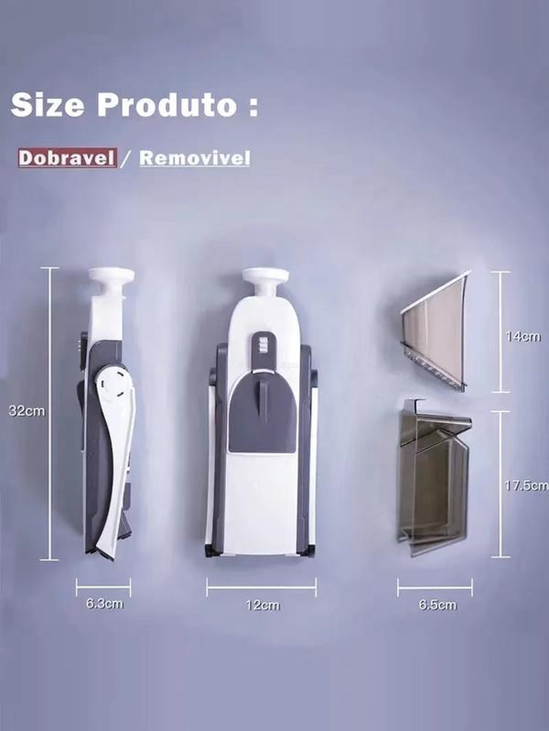 Safe Mandoline Slicer for Kitchen 5 in 1 - Adjustable Thickness 0.1-8Mm, Strips, Julienne, Dicer - Gray Mandoline Slicer