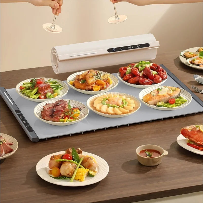 Mingle Moa - Electric Warming Tray Foldable Food Warmer Mat with 3 Tem Setting Fast Full Surface Heating Portable Electric Food Warming Tray