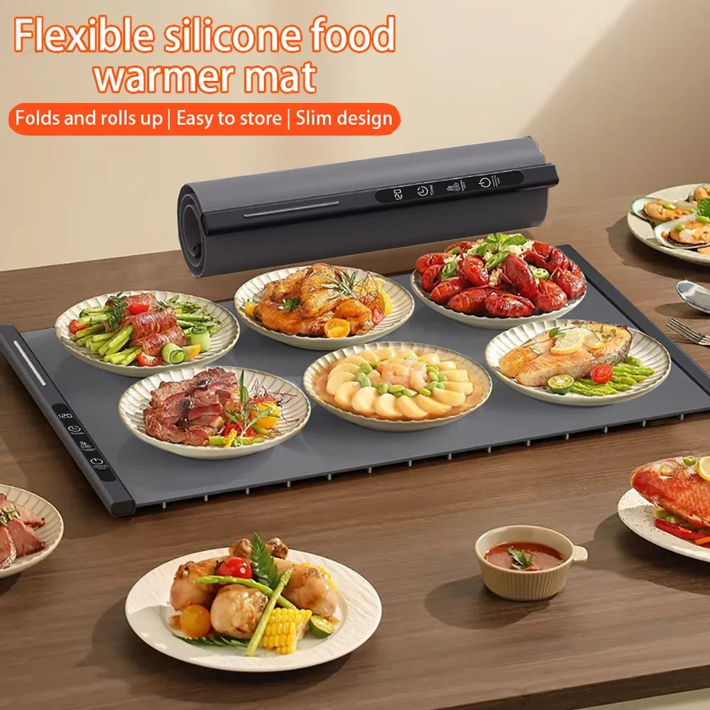 Mingle Moa - Electric Warming Tray Foldable Food Warmer Mat with 3 Tem Setting Fast Full Surface Heating Portable Electric Food Warming Tray